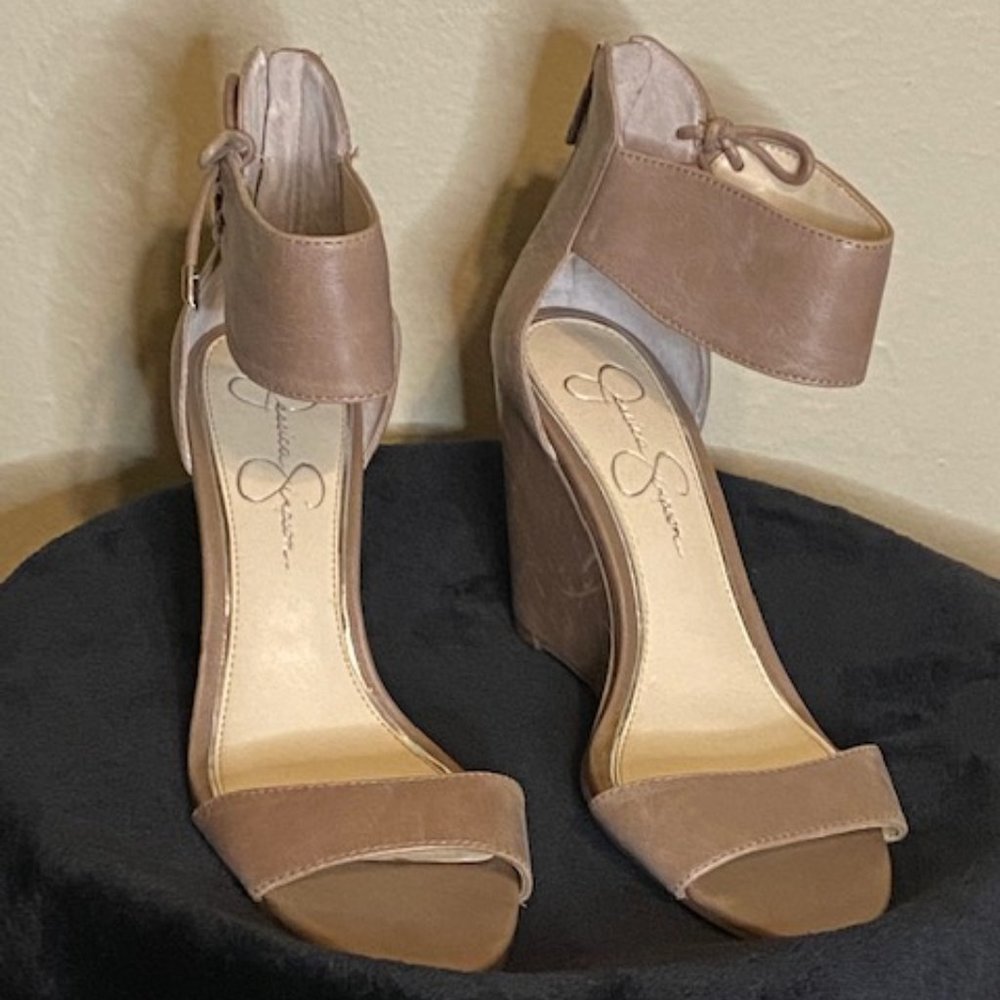 Champagne Wedge with Strap-Jessica Simpson Size 7.5
